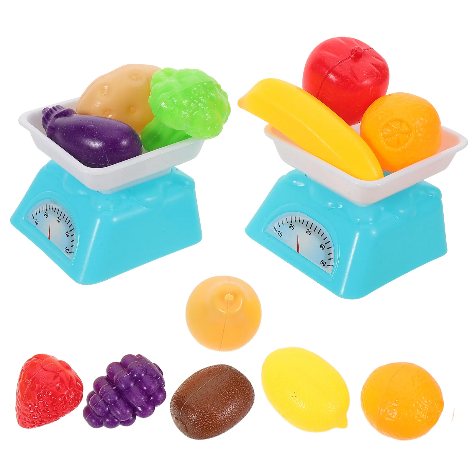 

1 Set Mini Kitchen Set: Realistic Pretend Play Food For Kids Toddlers With Weighing Scale Fruits Vegetables Simulation Cooking