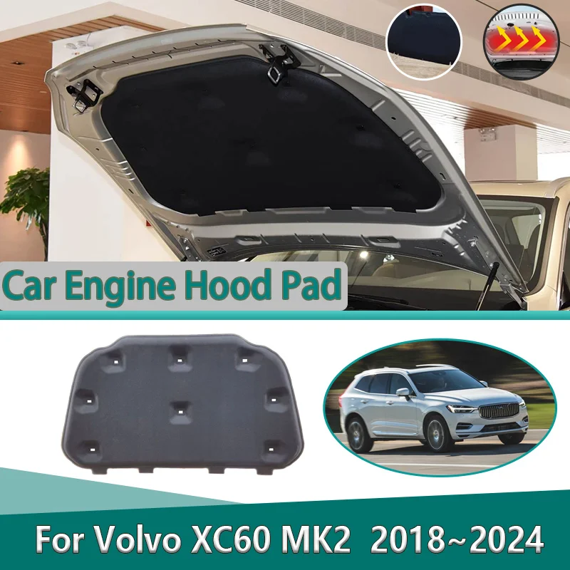 

Для Volvo XC60 MK2 2018 2019 2020 2021 2022 2023 2024 Автомобильный передний коврик для капота двигателя, звукоизоляционный ватный коврик, автомобильные аксессуары