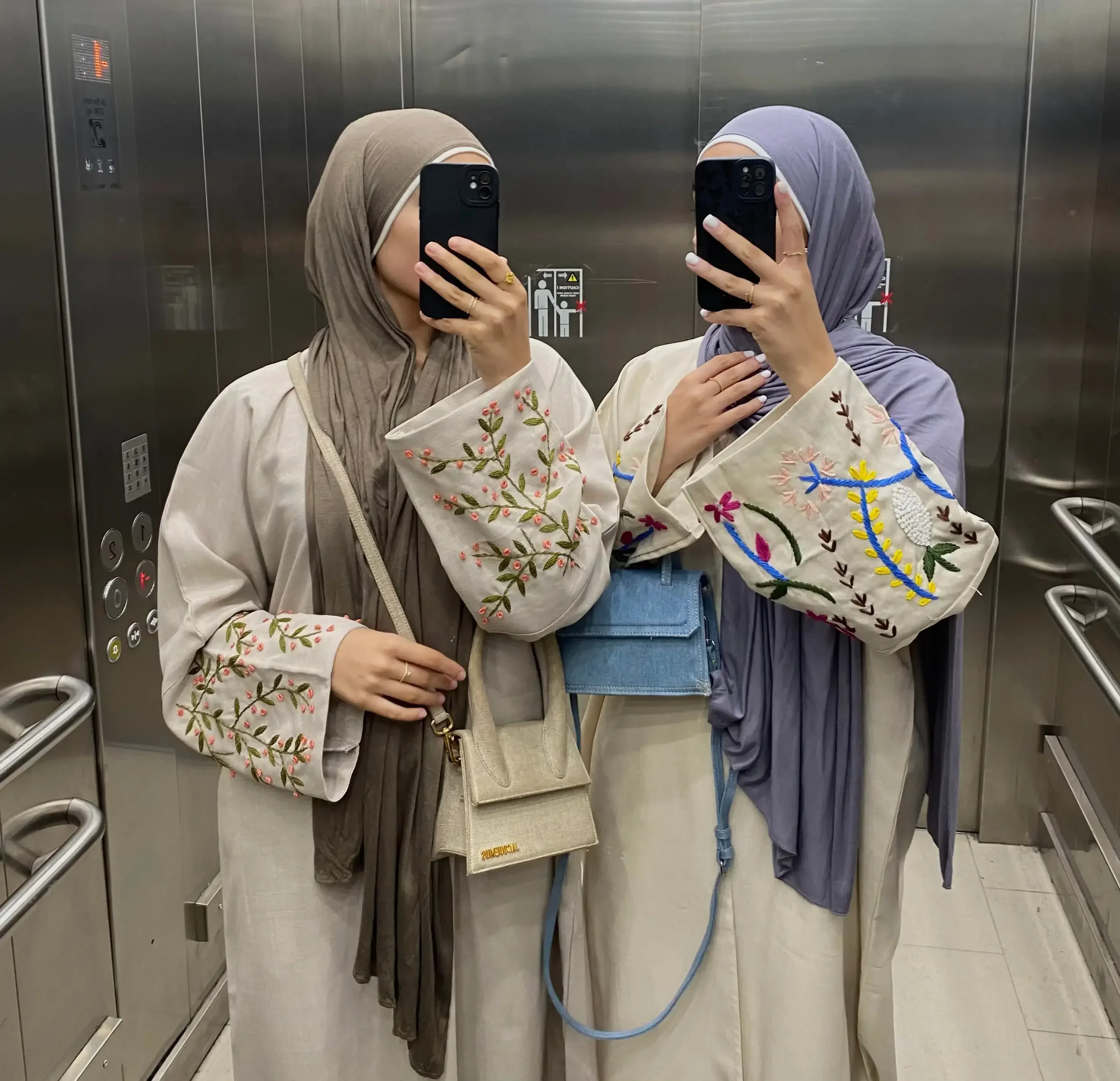 Abaya tertutup Linen katun dengan lengan bordir gaun Muslim Islam polos Abaya untuk wanita Kaftan jubah Turki mewah Dubai