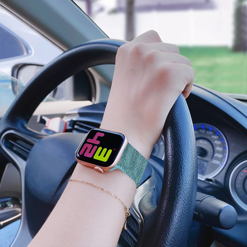 نايلون دنيم لساعة أبل ، سوار أصلي ، سوار حلقي مغناطيسي ، سلسلة iWatch 8 SE 7 Ultra ، 44 من ، 40 ، 45 ، 49 ، 41 حزام ، جديد