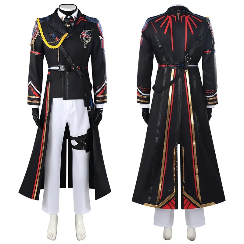 Caleb Costume Cosplay Parrucca Love and Deepspace Farspace Colonnello Cappotto Camicia Cappello Guanti Cintura Puntelli Set completo Uomo Donna Festa Carnevale