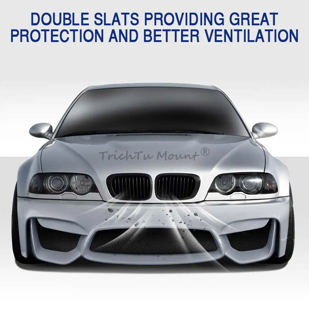 لسيارات BMW 3-Series E46 1998-2001 2/4 أبواب لامعة ملحقات السيارة شواية الكلى الأمامية 318i 320i 325i 330i شبكة سباق أسود ABS