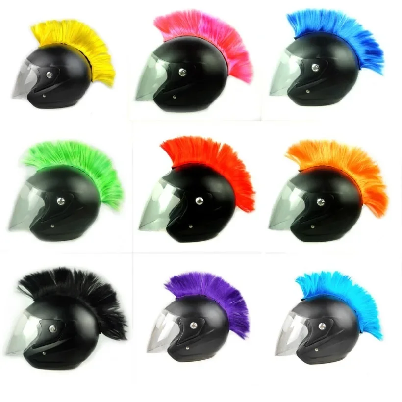 Helmet Wig Cuttable Helmet Decorations Wigs Cockscomb Motocross Full Face Off Road Helmet Decoration Hair Sticker Paste 1PC