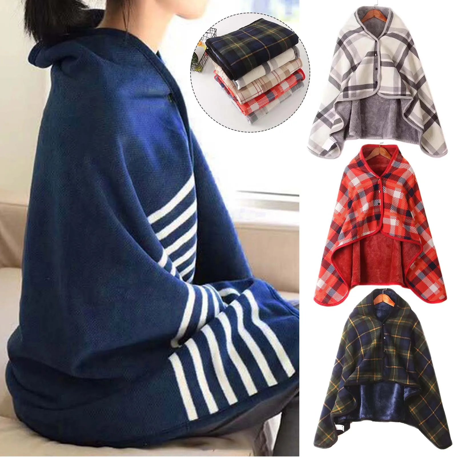 

Lazy Shawl Blanket Fleece Wearable Blanket For Women For Road Trip Outdoor Camping