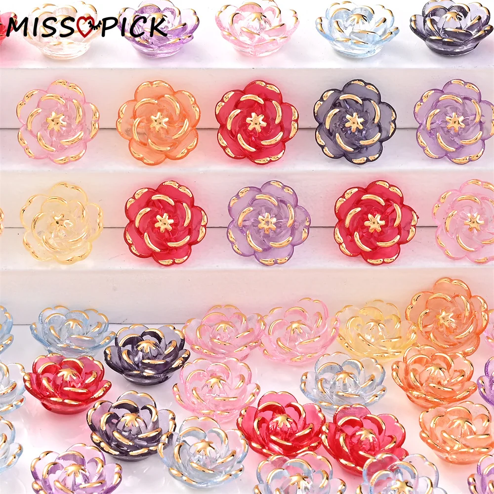 20Pcs 17mm Rose Acrylic Beads Multicolor Loose Spacer Beads For Diy Bracelet Necklace Jewelry Accessory Home Wedding Decoration