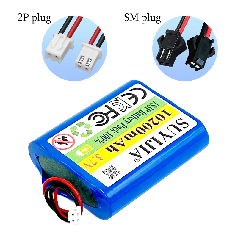 New 18650 3.7V 10200mAh 1S3P Battery Pack  Lithium-ion Toy Beauty Salon Rechargeable Battery Pack SM or XH2.54 Plug Built-in BMS