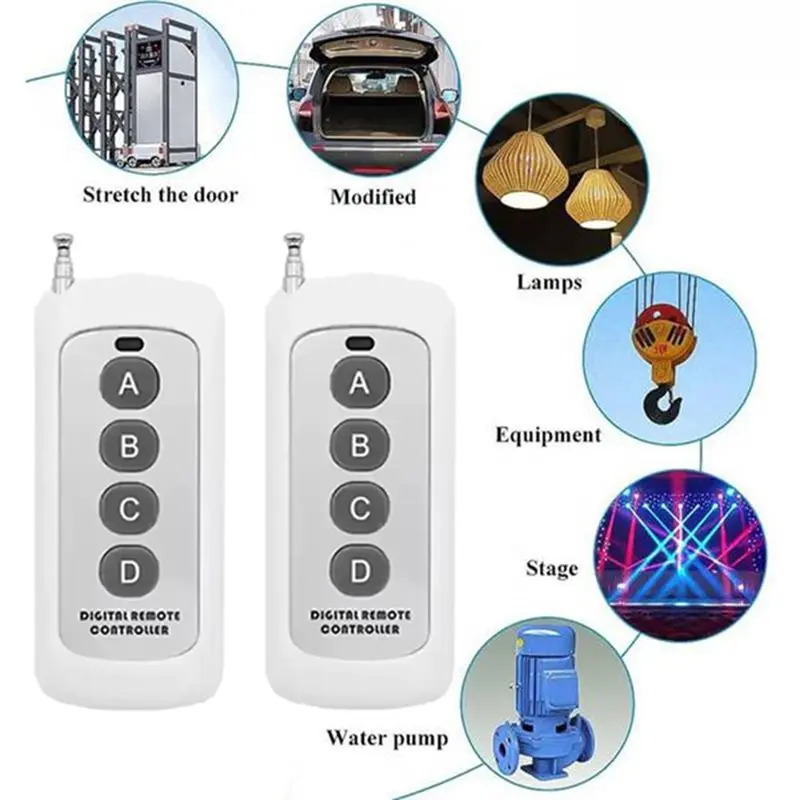 B27B EV1527 Learning Code 2Pcs Wireless Remote Control Module With Antenna 4 Button Control 1000M Long Range Opener ABCD