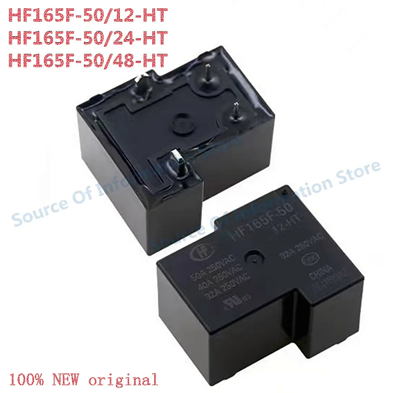 5Pcs HF165F-50/12/24/48-HT High-Power Relay 12V 24V 48V 4Pin 50A 100% New