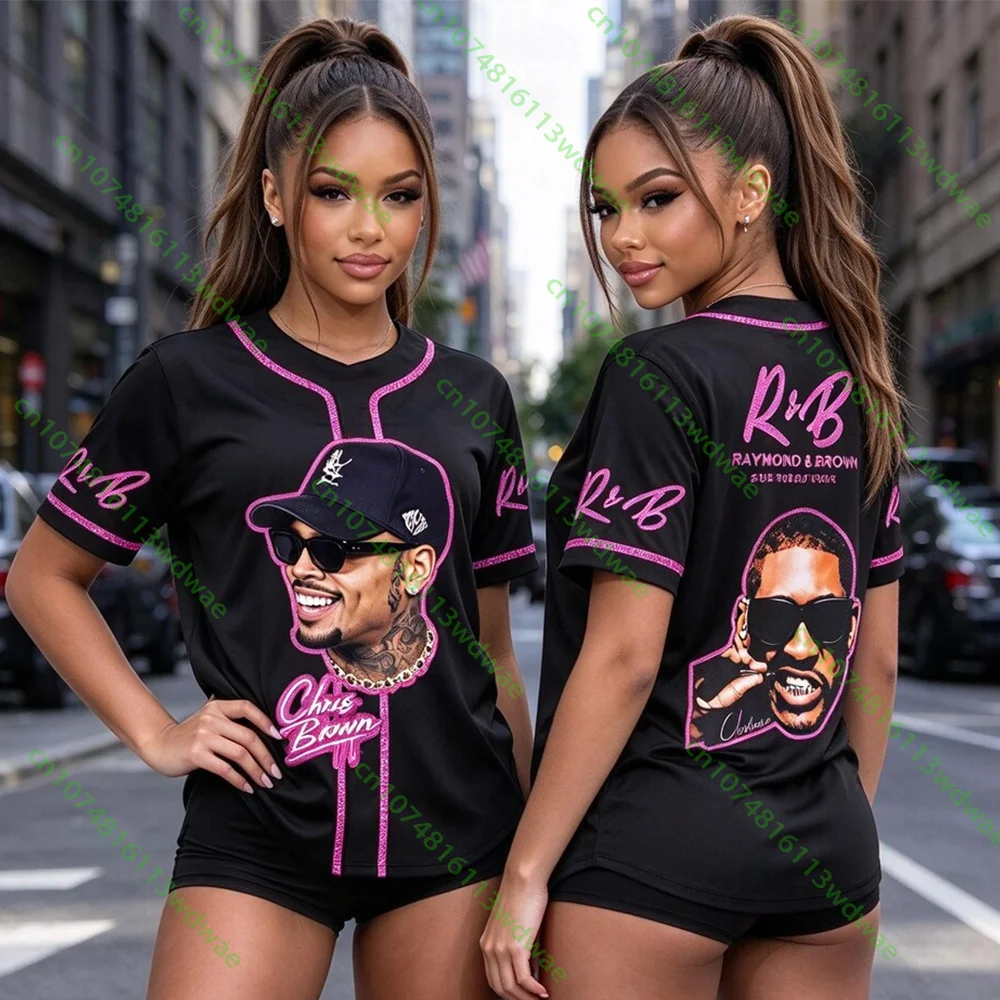 R&B Tour 2026 Hip Hop Concert Jersey Rap Women's T-shirts Chris Brown Usher and Breezy Graphic Jerseys RNB Music Fan Gift
