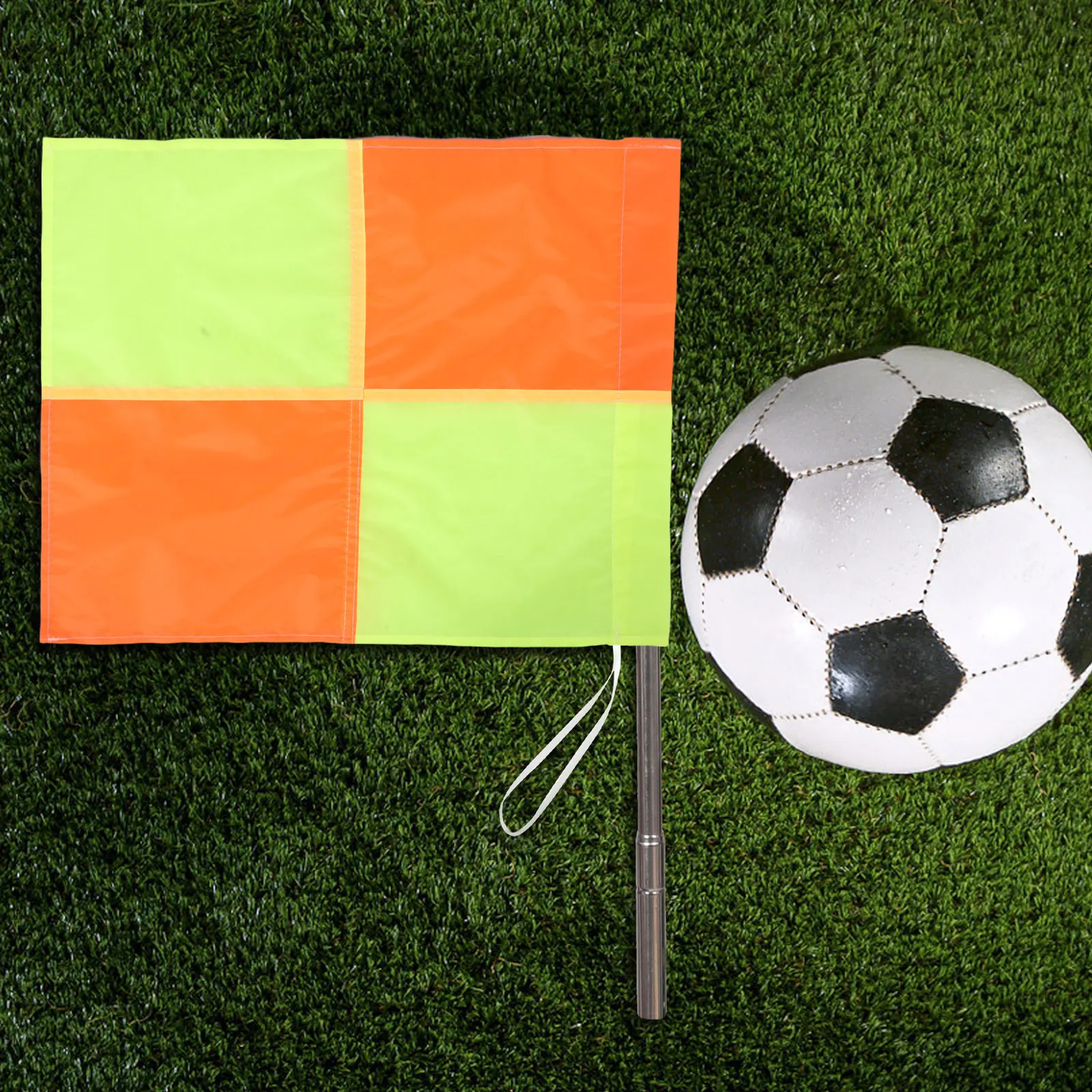 4Pcs Football Corner Flags Replacement Set High Visibility Orange Yellow 18.7x14.6 Soccer Referee Flags Penalty Flag Official