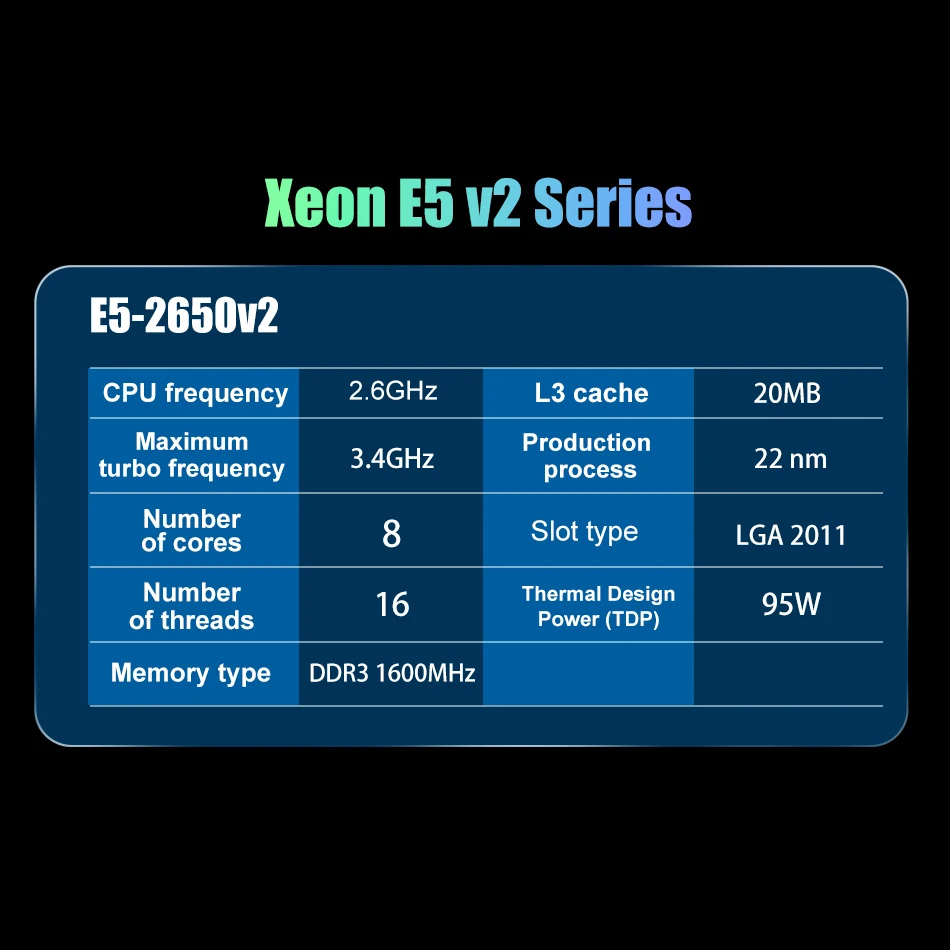 인텔 제온 프로세서 E5-2650 V2 E5 2650 V2 CPU 2.6, LGA 2011 SR1A8 옥타코어 데스크탑 프로세서 e5 2650V2