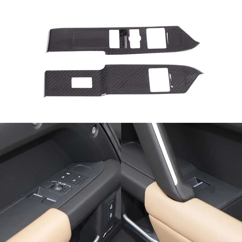 

2Pcs Real Carbon Fiber For Land Rover Defender 90 2024-2025 Car Glass Lift Button Frame Decoration Sticker Car Accessories