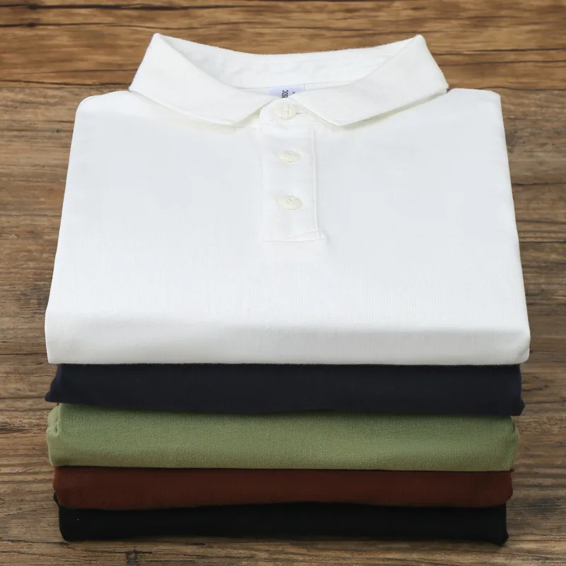 Summer 100% Cotton Short-sleeved Polo Shirt Men\'s Japanese Solid Color combed Lapel Top