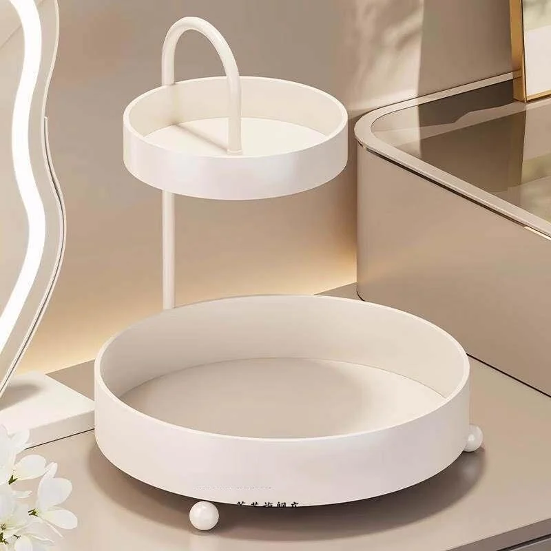 

Living Room Luxury Shelf Makeup Desk Skincare Perfume Lipstick Organizer Storage Box Desktop Iron Material Three Layers