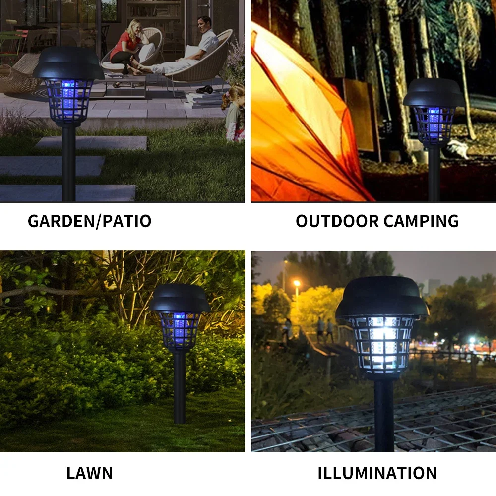 Solar Bug Waterproof Outdoor MosquitoMosquito Killer and Lighting Mosquito Repellent Lamp for Indoor Outdoor Use White Light