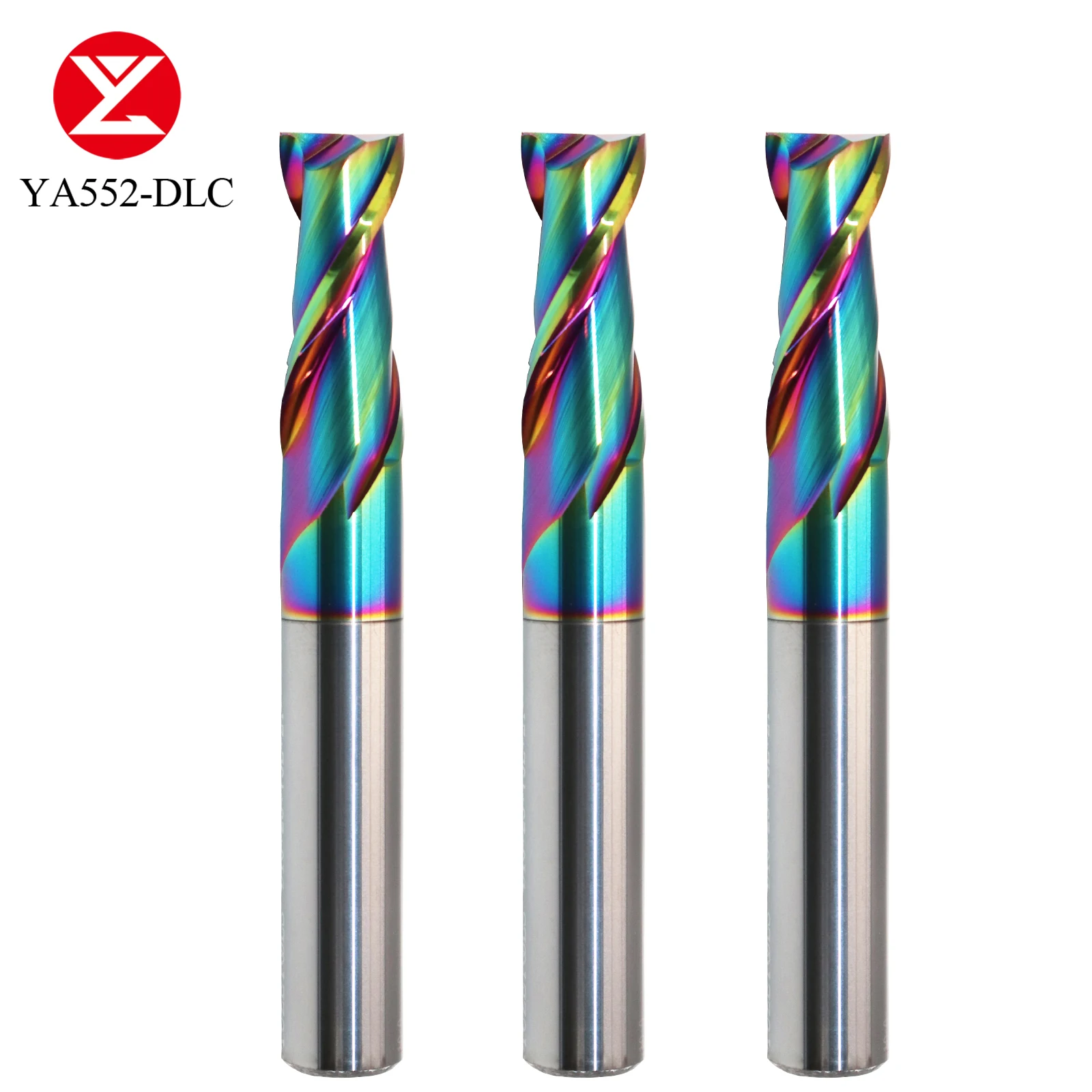 

Carbide Square End Mills HRC60 2Flute Tungsten Milling Cutter CNC Endmills 4mm 6mm 8mm 12mm DLC Colorful Coating for Aluminum