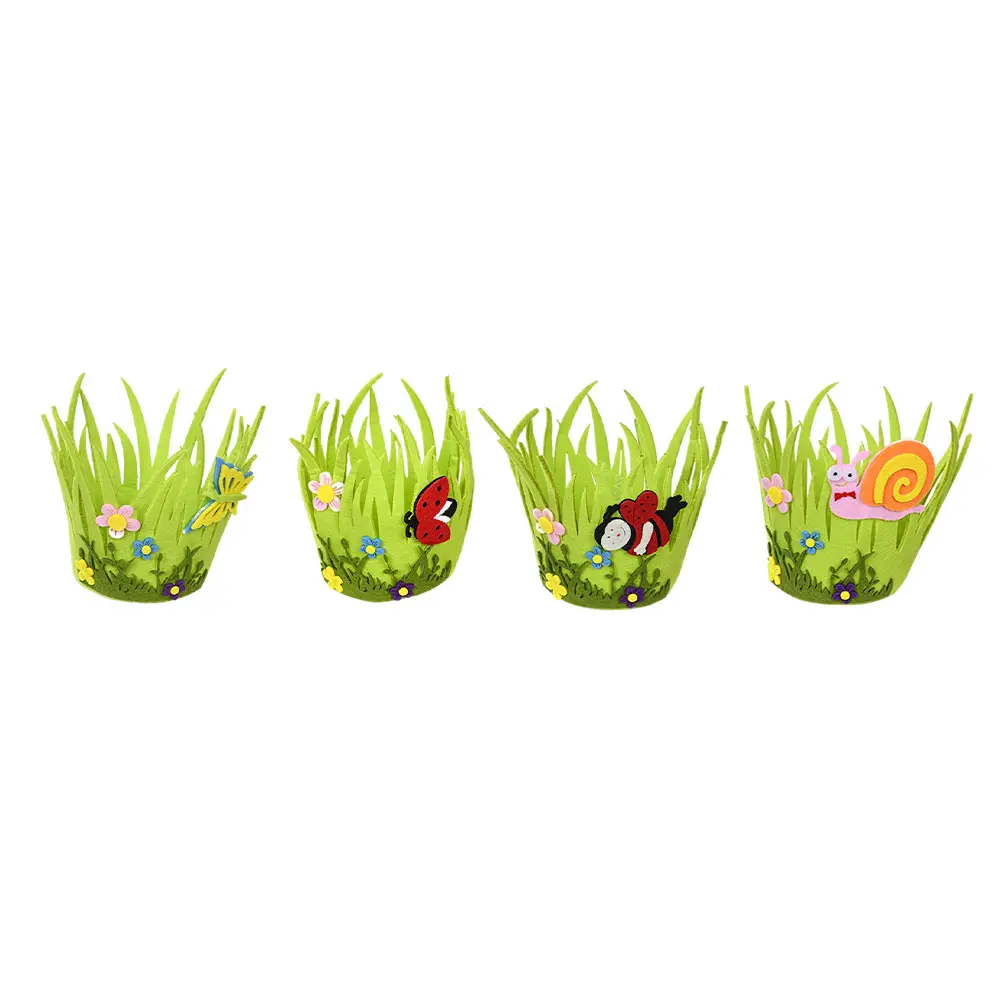 

4 Pcs Easter Baskets Light Green Non woven Storage Egg Basket Multifunctional Practical Eco friendly Garden