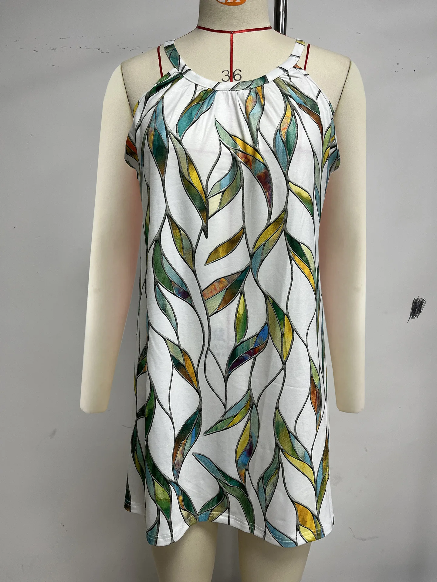 Abito estivo da donna con cinturino allentato Halter senza maniche Vintage con volant sexy Abito Befree grande grande Boho Casual Party Elegante abito longuette