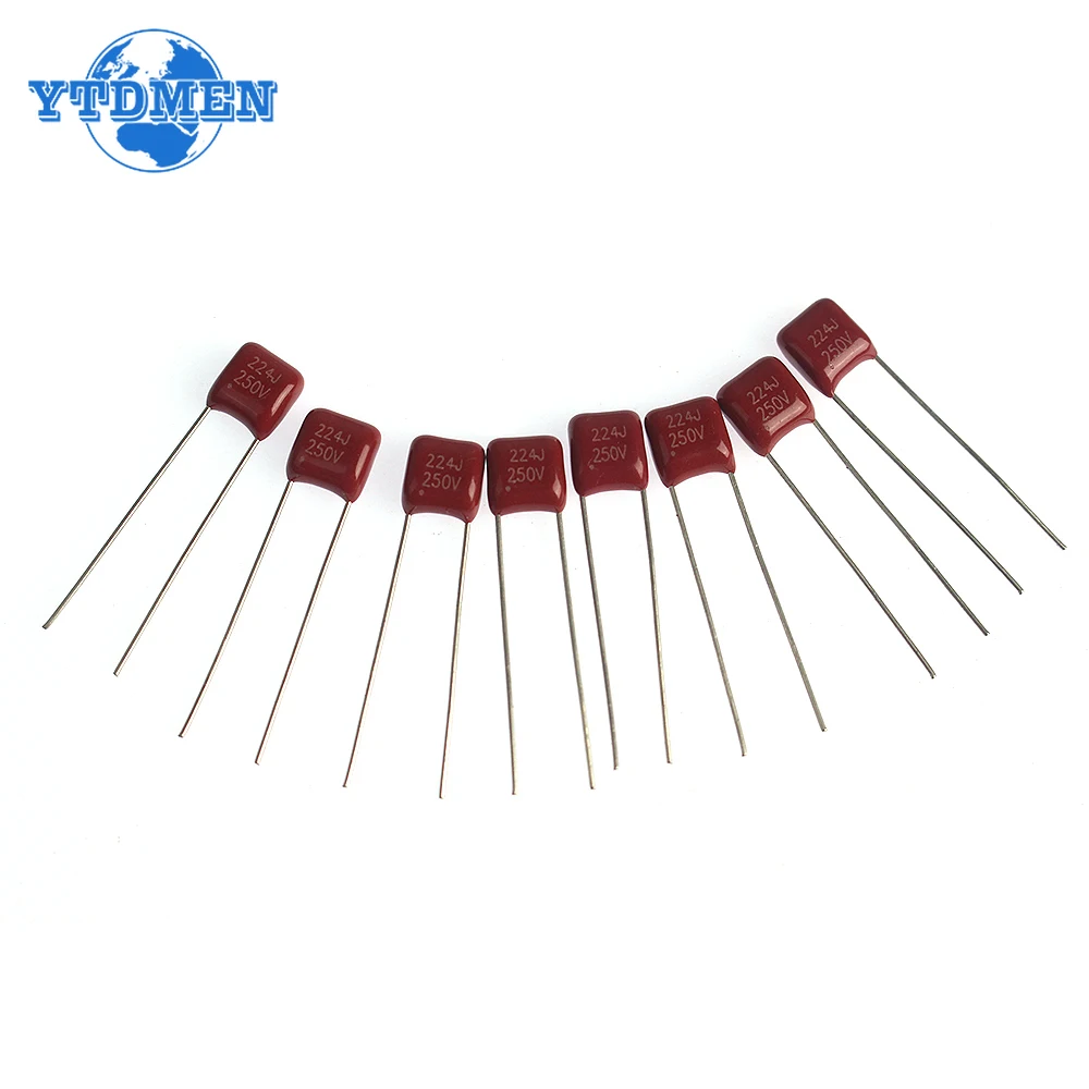 100pcs CBB Assortment Kit Capacitor 63V 100V 10nF~470nF Polypropylene Film Capacitor 10nF 22nF 33nF 47nF 100nF 220nF 330nF 470nF