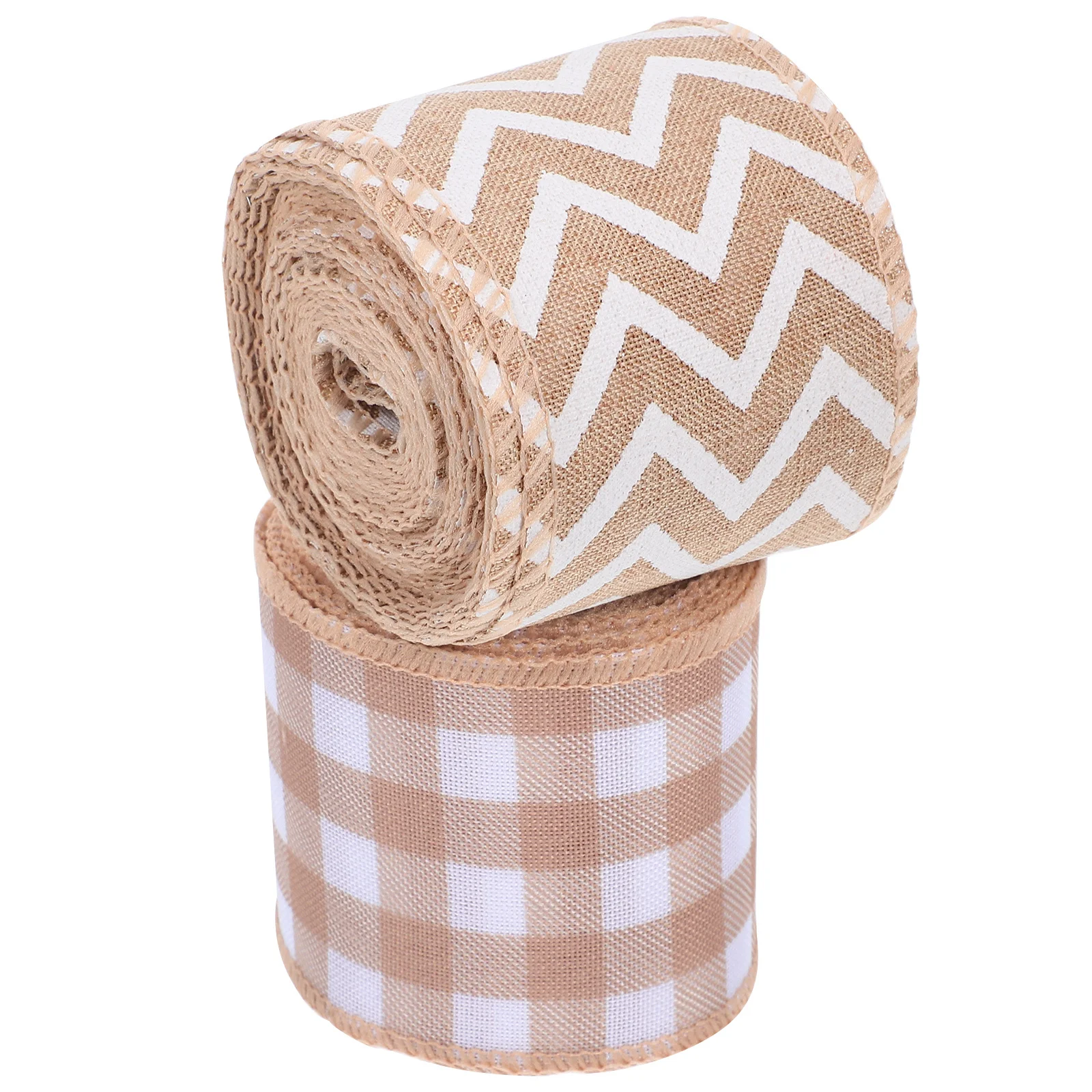 

2Pcs Christmas Burlap Ribbon Rolls Natural Jute Classic Plaid Rustic Holiday Bow Making DIY Crafts Wreath Wrapping Ribbon