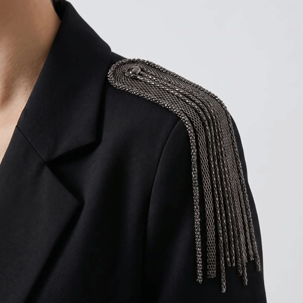 DIY Clothes Decor Pin Tassel Chain Epaulettes Metal Alloy Brooch Shoulder Board Breastpin DIY Tassel Epaulet Men