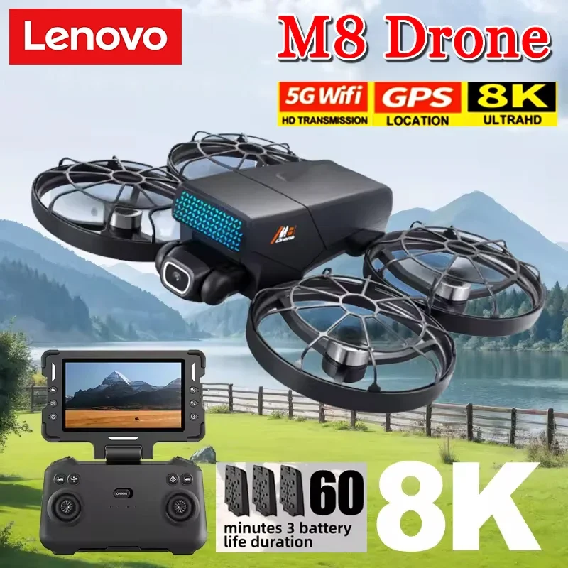 

Lenovo M8 Drone 8K Professional GPS HD Camera Drones 5G WIFI Brushless Motor Optical Flow Hovering Folding Quadcopter Toys