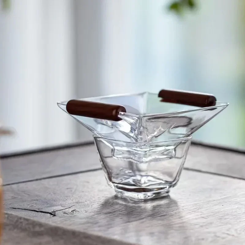 Square glass tea filter high temperature resistant glass hole tea leak tea soup filter soot new  partition accessories