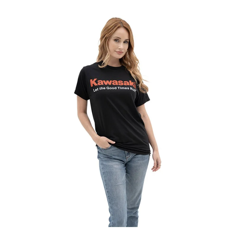 

Kawasaki Motorcycle Racing Team Men Women T-Shirt Let The Good Times Roll Streetstyle Loose Casual Moto Vintage Motocross Tops