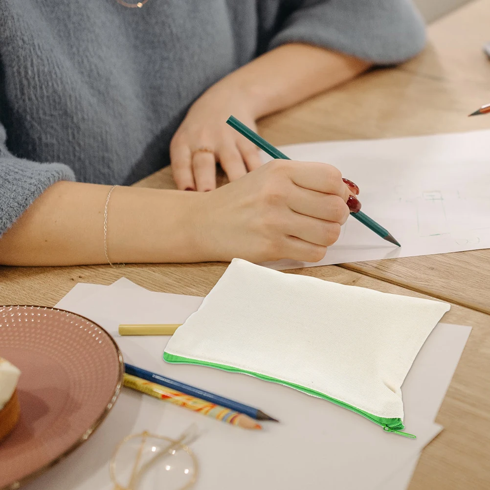 

6 Pcs Canvas Pencil Bag Zippered Storage Small Travel Pen Case 11X18cm Random Supplies Stationery Organizer Makeup