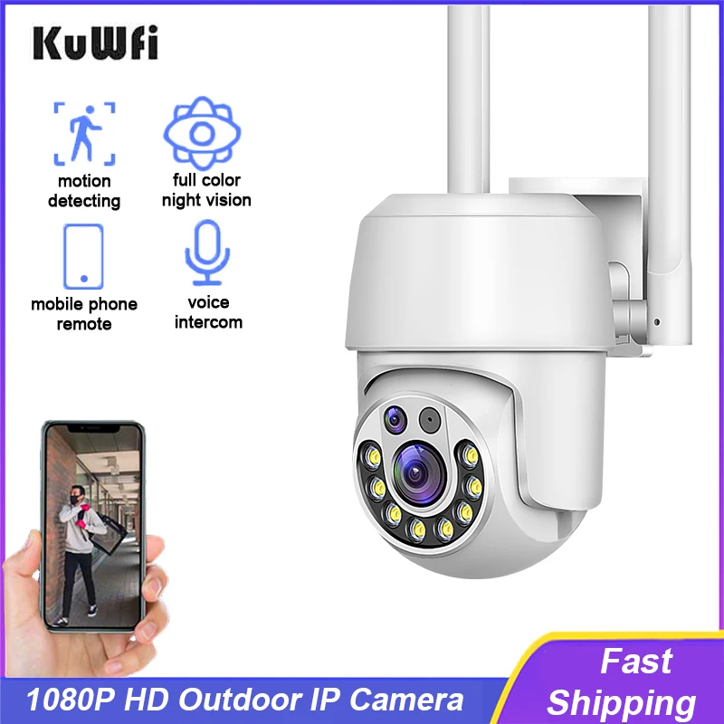 KuWfi 1080P HD Wifi Camera Outdoor Color Night Vision Mobile Phone Remote Monitor IP Camera Waterproof Home Security Protection