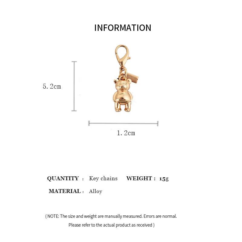 Goledn Bear Heart Letter C Key Chains for Women Y2k Bag Pendant Car Key Chains High-end Jewelry Gifts for Friends Accessories #6