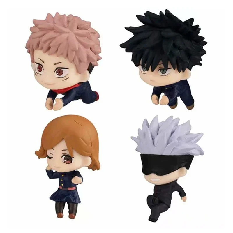 4pc/set jujutsu kaisen Cute Crawling LineGojo Satoru Itadori Yuji Fushiguro Megumi Kugisaki Nobara PVC anime action figure 5cm