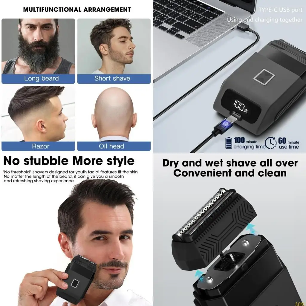 

A0NC USB перезаряжаемый триммер для путешествий, электрическая бритва для бороды, подходит для путешествий