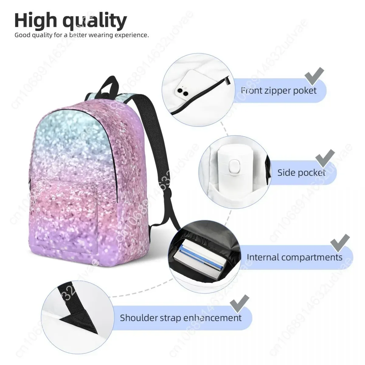 Unicorn Girls Glitter Shiny Art Canvas Backpack Boy Girl Kids Student School Bookbag Pink Sparkling Daypack Kindergarten Bag