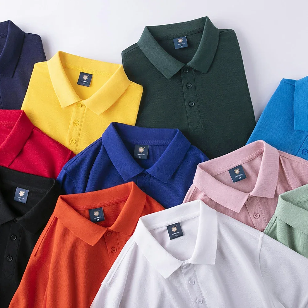 Summer Golf Polo Men Shirt Business Casual Solid Color Turndown Collar Tops Unisex Summer Short Sleeve Polos Original Logo