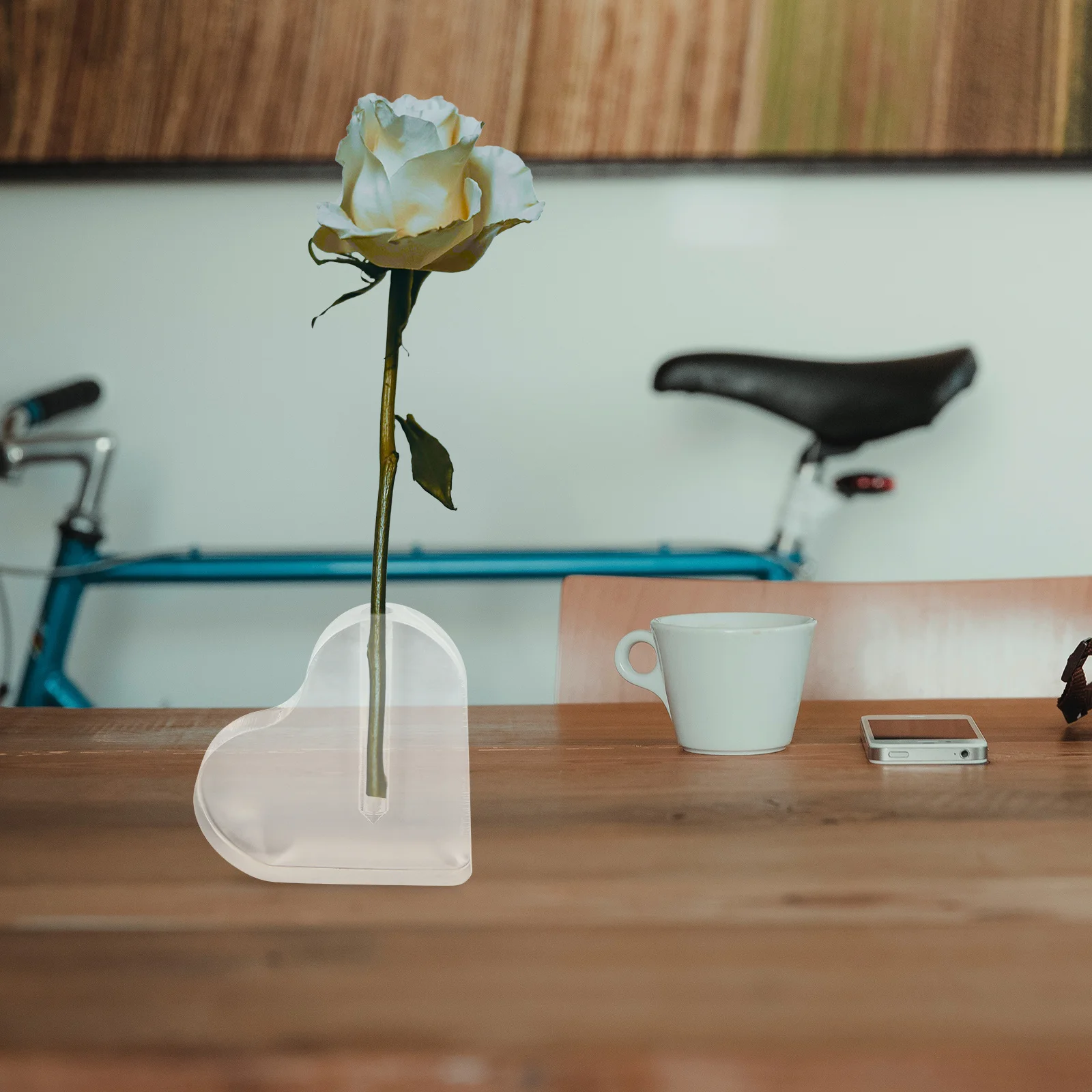 

2Pcs Heart Shape Acrylic Rose Display Stands Stable Art Fake Flower Holder Base Creative Home Decoration Rose Stand