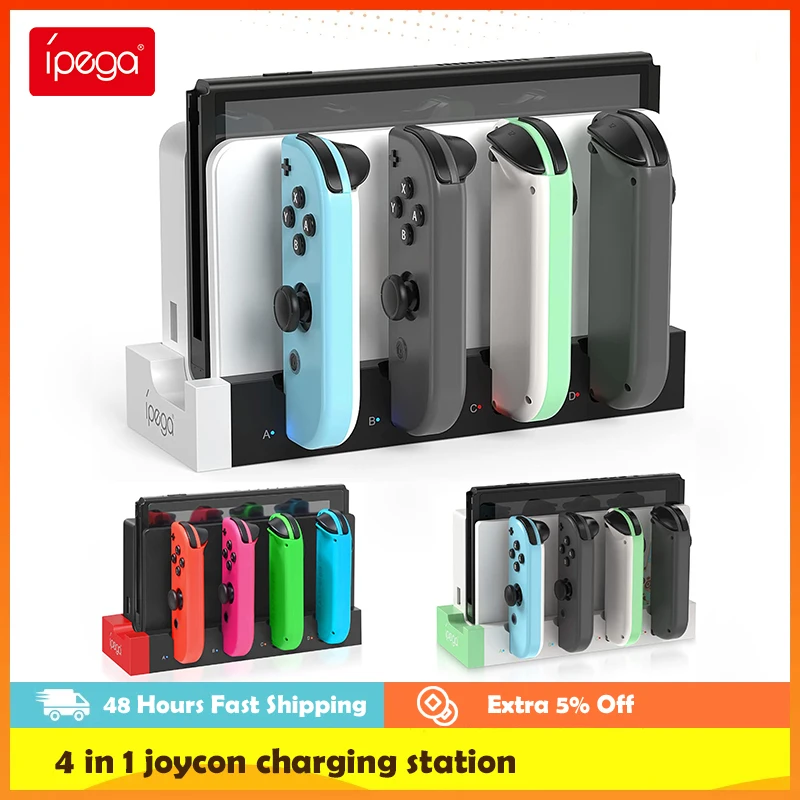 

Ipega PG-9186 4 in 1 Charging Dock For Nintendo Switch & Switch OLED Joycon Controller Charger Station Accessories Joy Con Stand