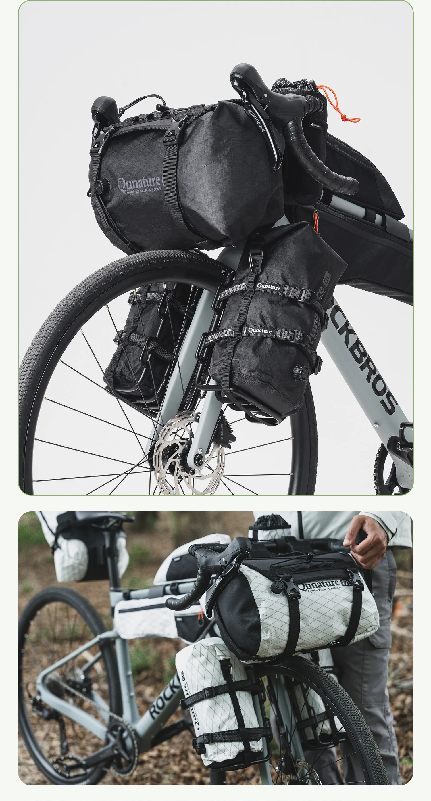 Qunature Bikepacking Packtaschen Wasserdichte Kompressionsbeutel für Rennrad und Mountainbike Leichte Faltbare Touring-Fahrradzubehör – Detail 17