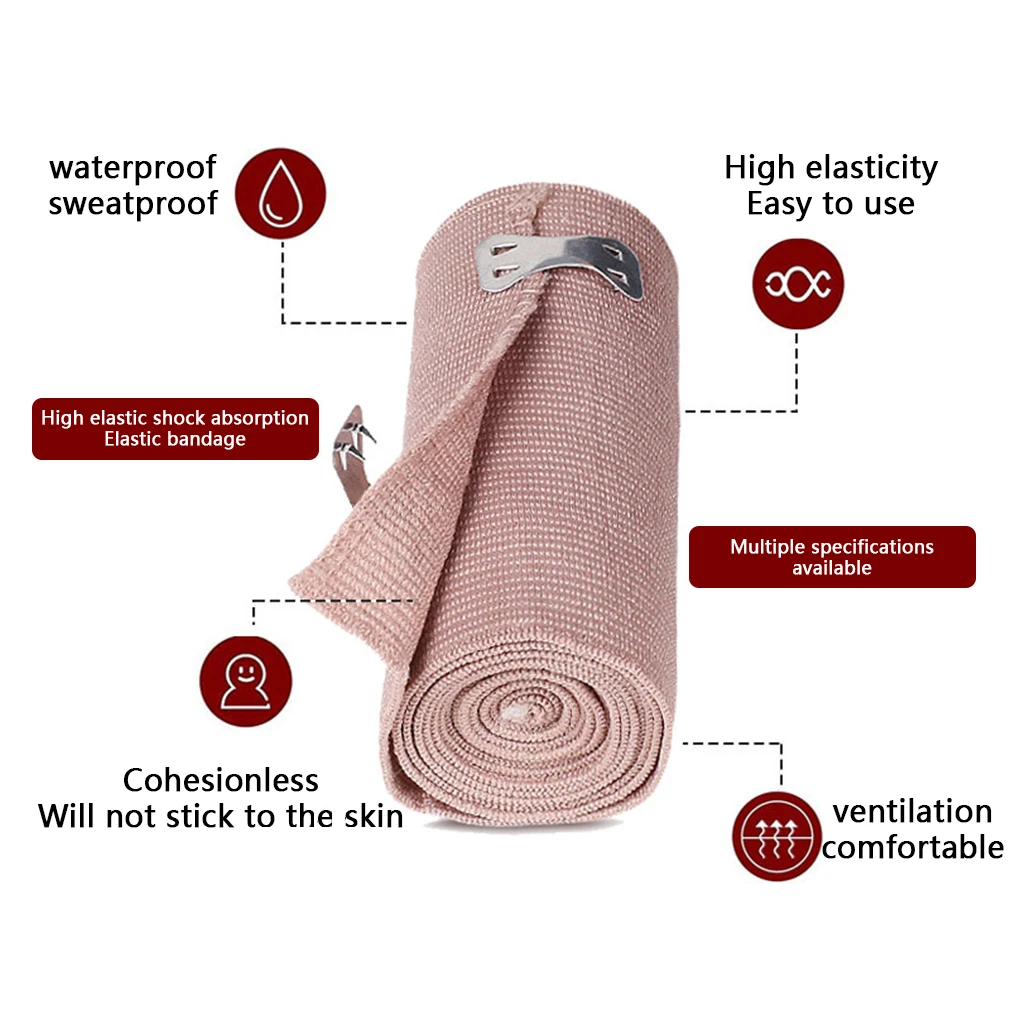 8 Pieces Elastic Bandage Sports Compression Wraps with Clip Injury Leg Arm Wrist Wrapping Portable Waterproof Sweat-proof