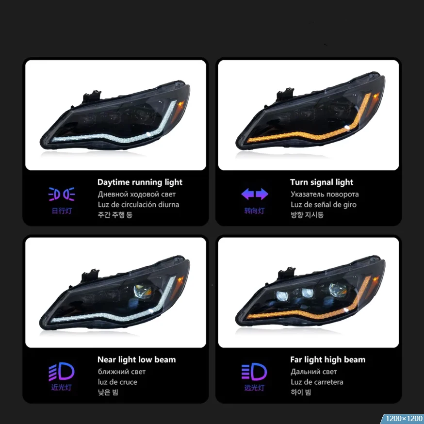 AKD Head Lamp for Honda FD2 LED Headlight 2006-2012 Headlights Civic 8th DRL Turn Signal High Beam Angel Eye Projector Lens