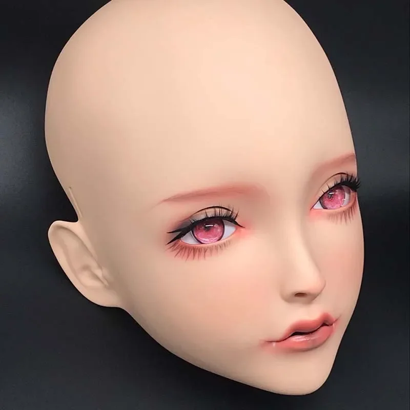 (LiLi Mask-19) Sweet Girl Resin Half Head Customize Cosplay Japanese Role Play Anime Silicone Kigurumi Mask Crossdresser Doll