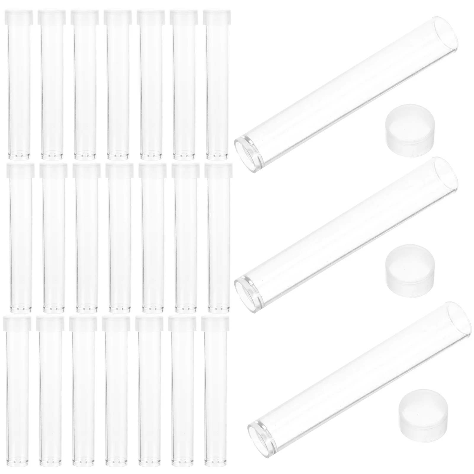

100 Pcs Spices Plastic Transparent Tube Child Gumball Small Cylinder Container Clear Test Tubes with Caps Storage