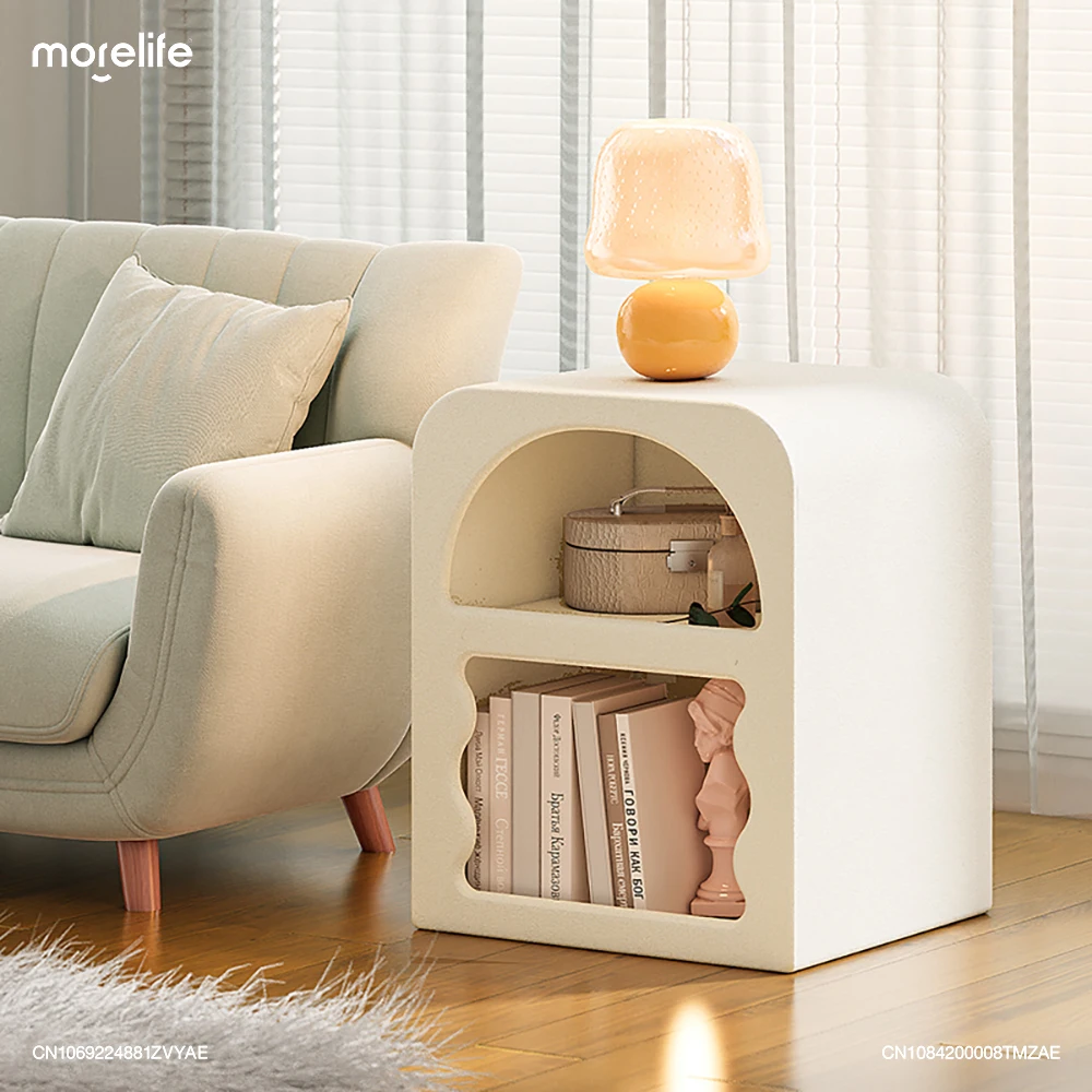 

Nordic Cream Style Cute Modern Storage Cabinet Shelves Bedroom Wooden Bedside Table Milky White Nightstands Home Furniture F01+