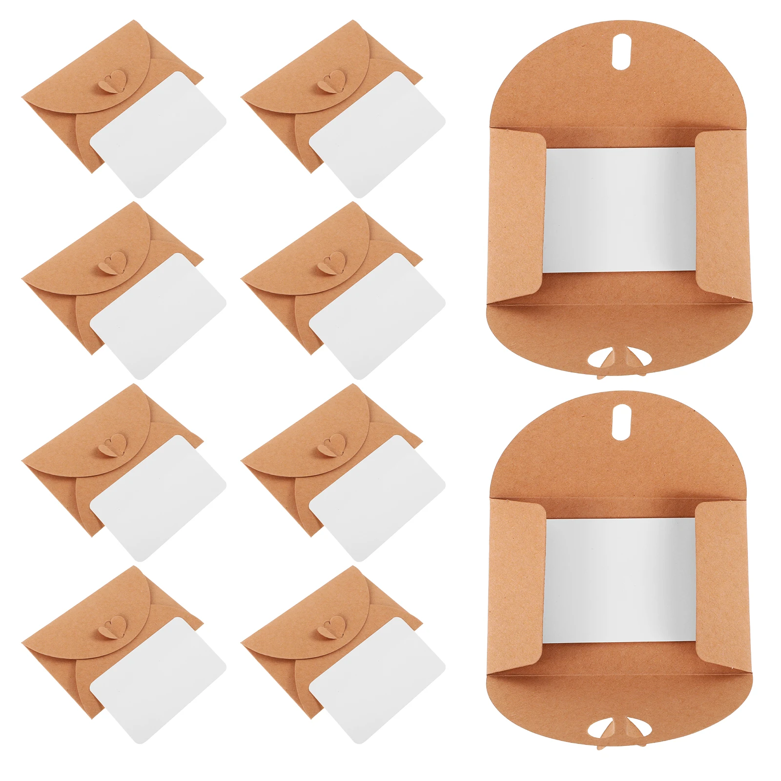 

20Pcs Mini Brown Kraft Cards Envelopes Heart Clasp Small Blank Greeting Cards for Holiday Invitations Thanksgiving Celebration
