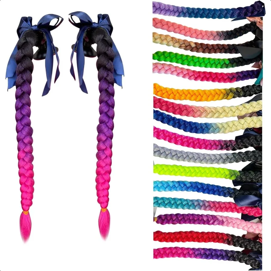 

2PCS Helmet Pigtail Motorcycle Helmet Ponytail Bicycle Helmet Braids Hair Tails Used for Any Helmets Suction Cup Reusable Desig