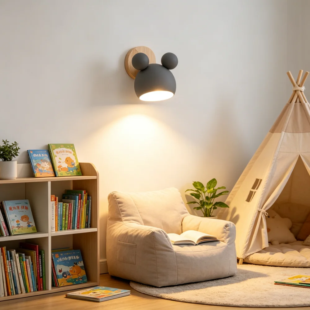 Cartoon Mouse Wall Lamp 350° Adjustable Wall Sconces Modern Cute Wall Lights Indoor Decor Wall Light For Kids Boys Girls Bedroom
