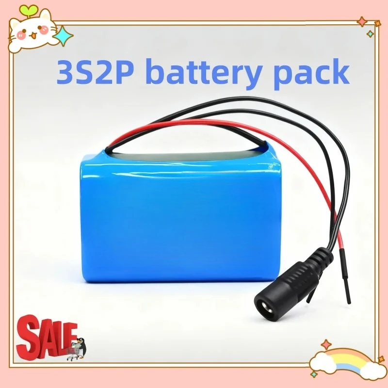 High Capacity 12V 6000mAh 3S2P  Li-ion Battery & Charger Kit for Portable Speaker, Powerful Flashlight, Security CCTV Camera,