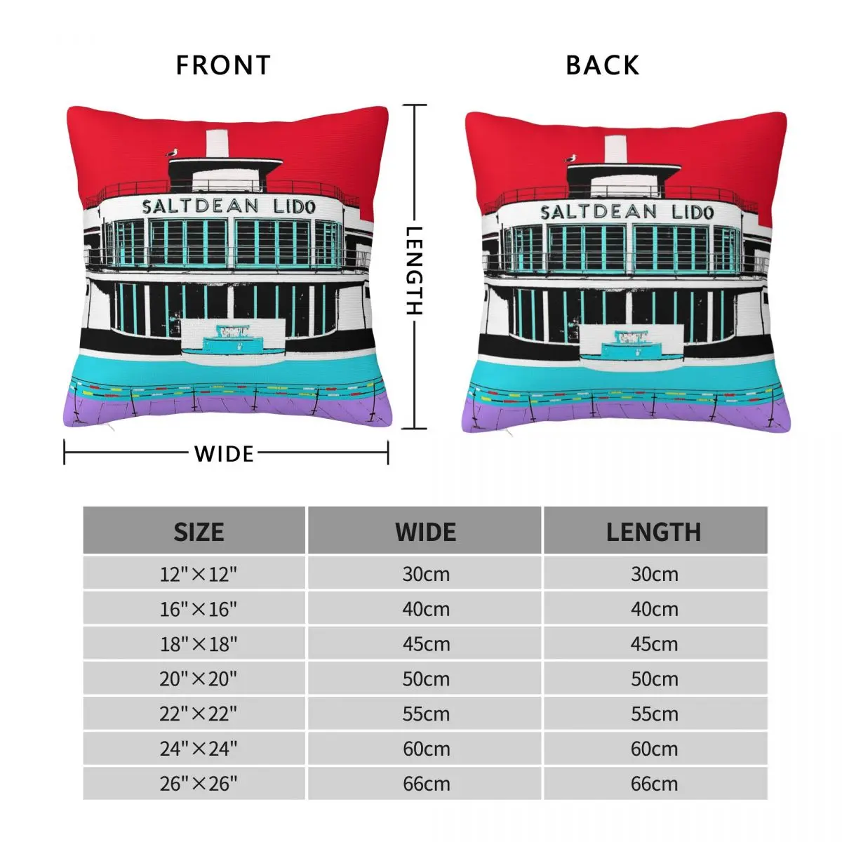 Saltdean Lido Pop Art Square Pillowcase Polyester Linen Velvet Creative Zip Decorative Car Cushion Cover