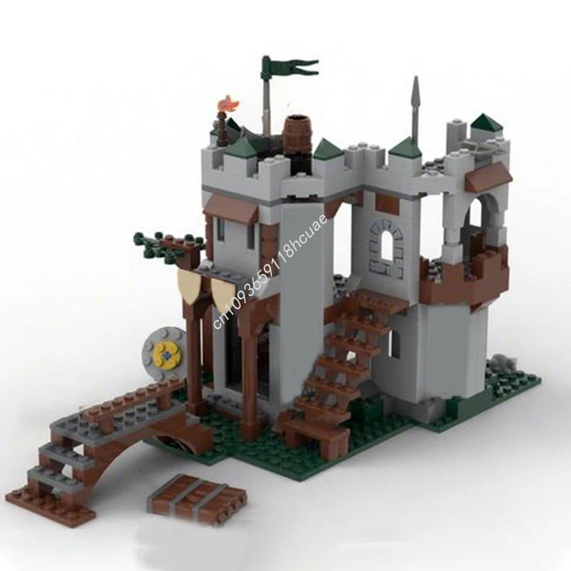 1066pcs MOC Black Castle River Fortress Model Building blocks Education Kids Brick Modular Architecture toys Christmas gifts