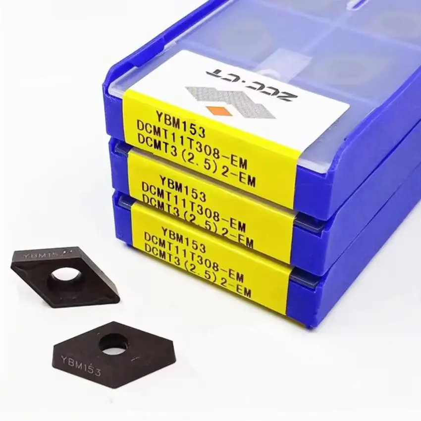 DCMT11T304-EM YBM153/DCMT11T308-EM YBM153/DCMT11T304-EM YBM253/DCMT11T308-EM YBM253 ZCC.CT CNC شفرة كربيد 10 قطعة/صندوق